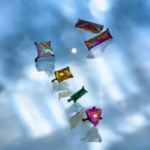 🆕Zara Geometric Color Matching Glass Crystal  Earrings/Earclip Set Rhine…